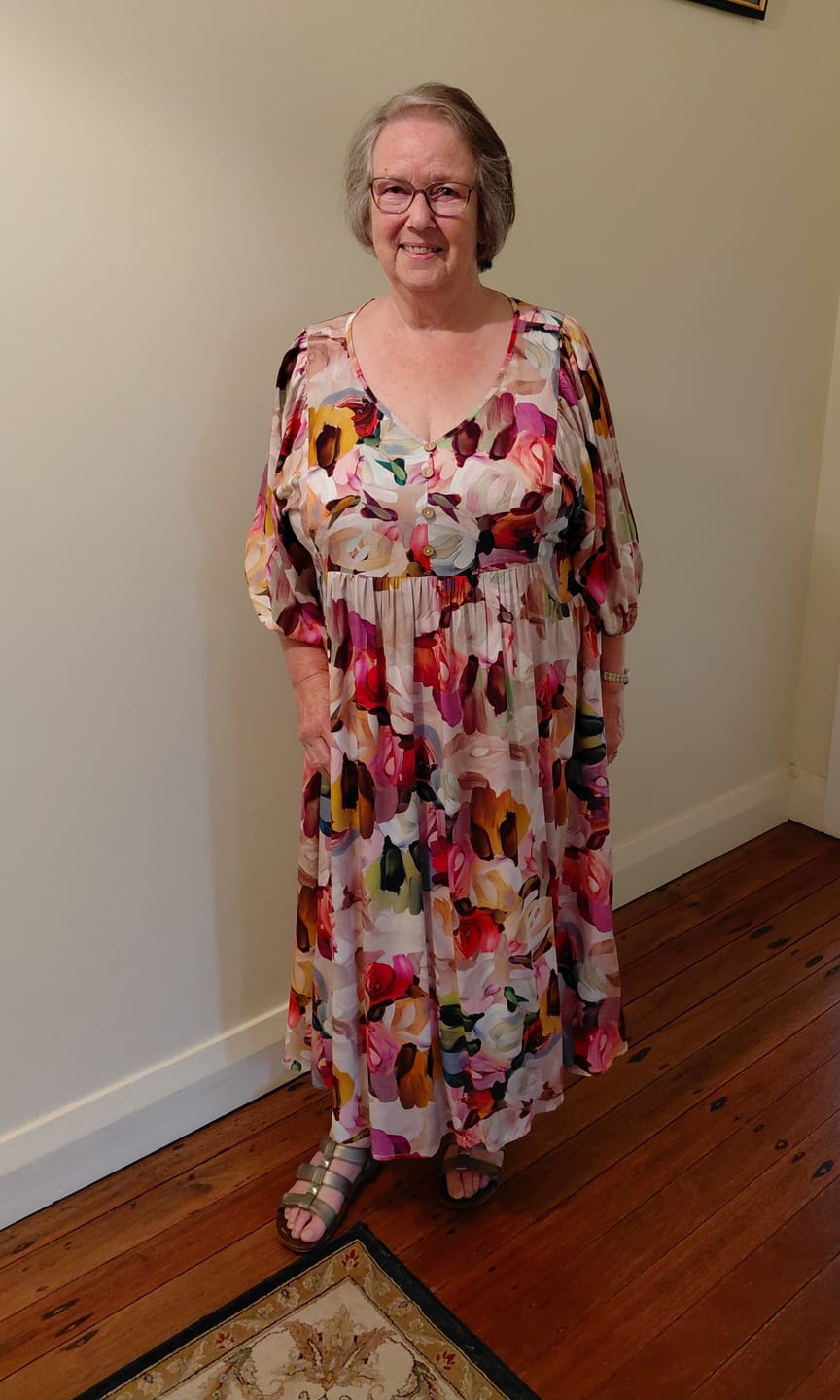 Customer photo review of Simona Midi Dress in Pink Multi