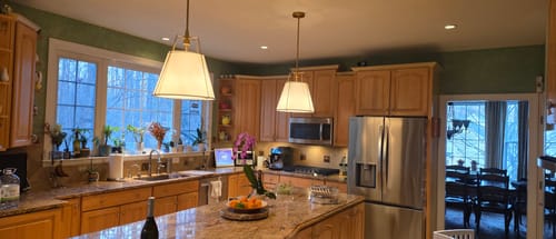 Customer photo review of French Farmhouse Tapered Drum Fabric Lantern Pendant Light