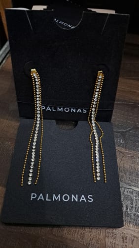 Customer photo review of Elegant Gold Stone Drop earrings