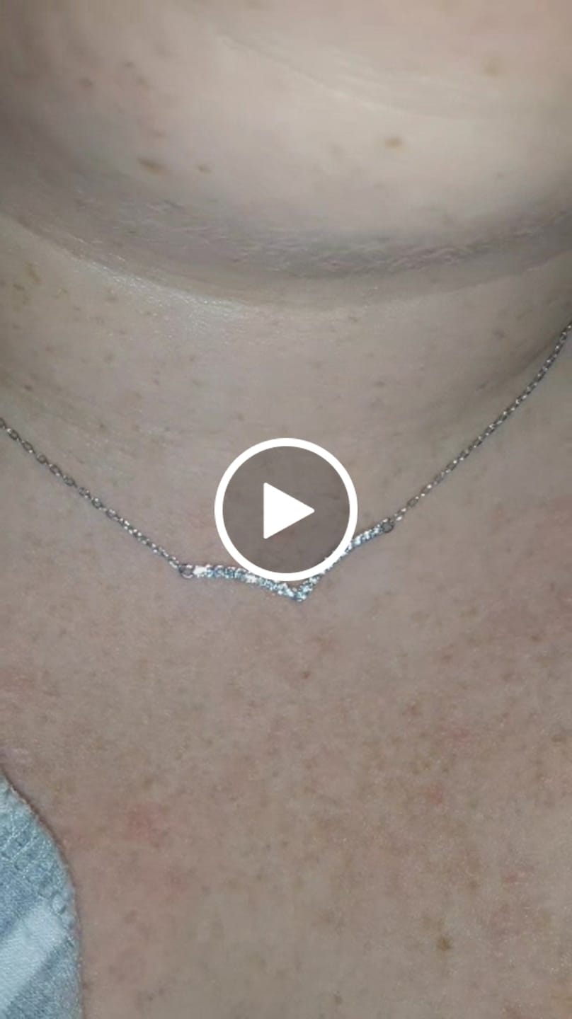 Customer video review of Hope 18k White Gold Plated V Pendant Linear Necklace with Swarovski Crystals