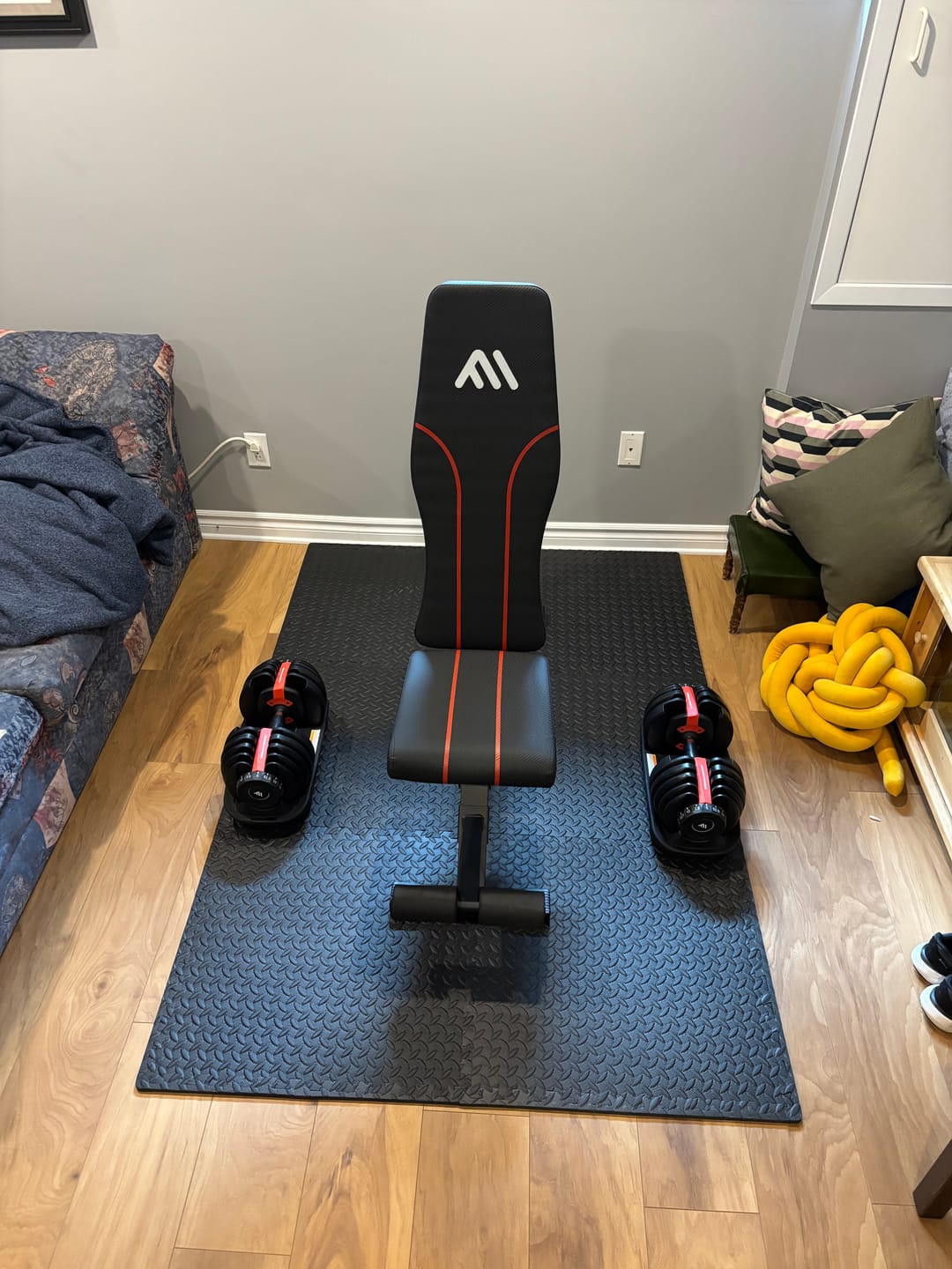 Customer photo review of Bundle : Adjustable Dumbbells (5-52.5lbs) Set Of Two + Adjustable Benchpress