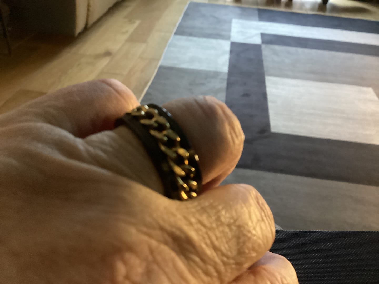 Customer photo review of Black with Gold Rotating Chain 8mm Wonder Ring