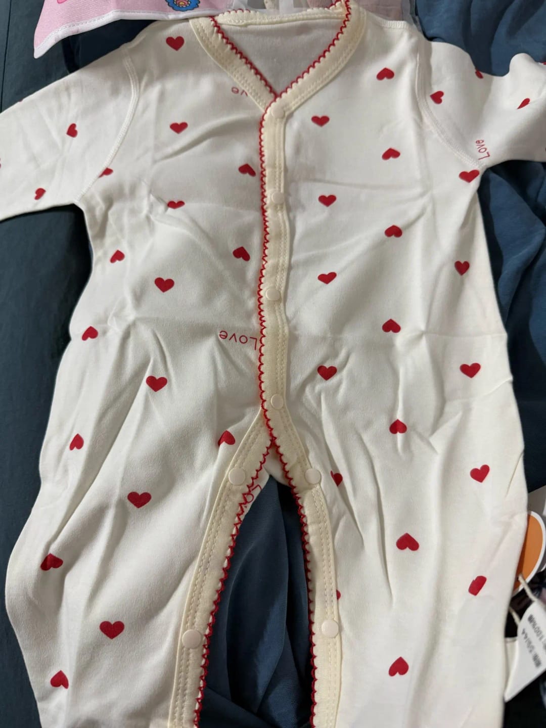Customer photo review of Newborn Red Heart Print Jumpsuit
