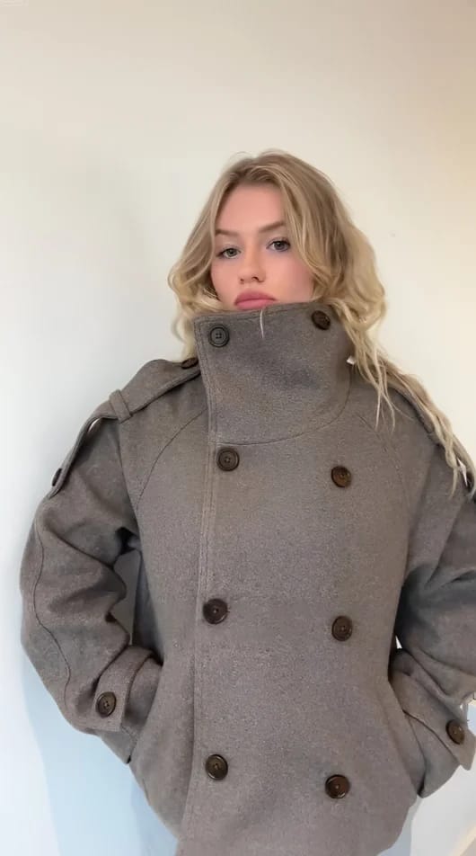 Customer photo review of Rhea Stand Collar Breasted Coat