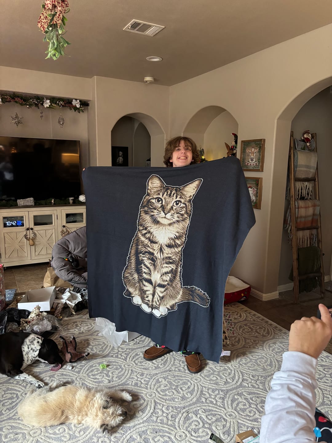 Customer photo review of Plain Dog - Custom Knitted Blanket
