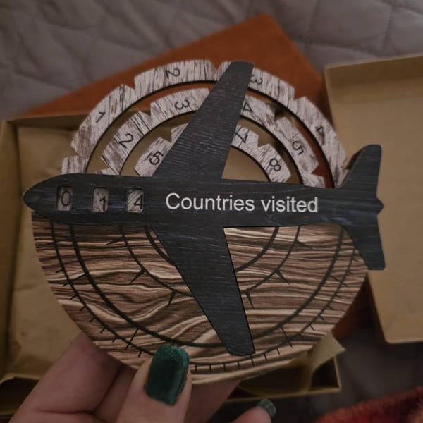 Customer photo review of Travel Tracker 3D Wooden World Map