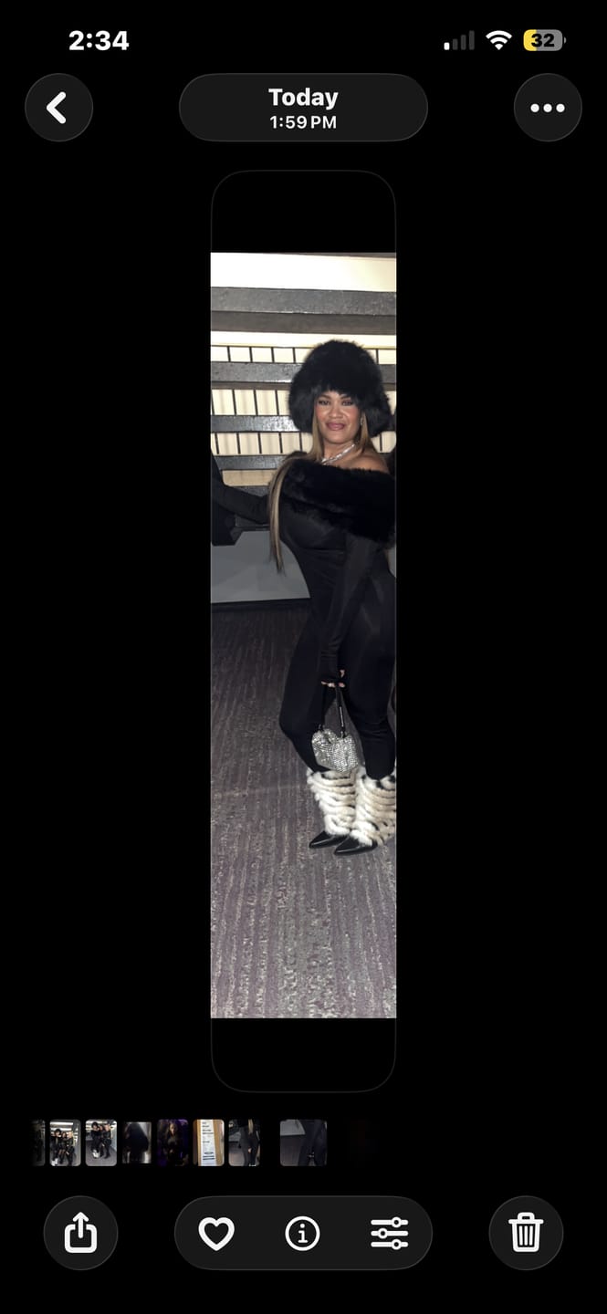 Customer photo review of JONETTE-BLACKMULTI FAUX FUR BOOTIE