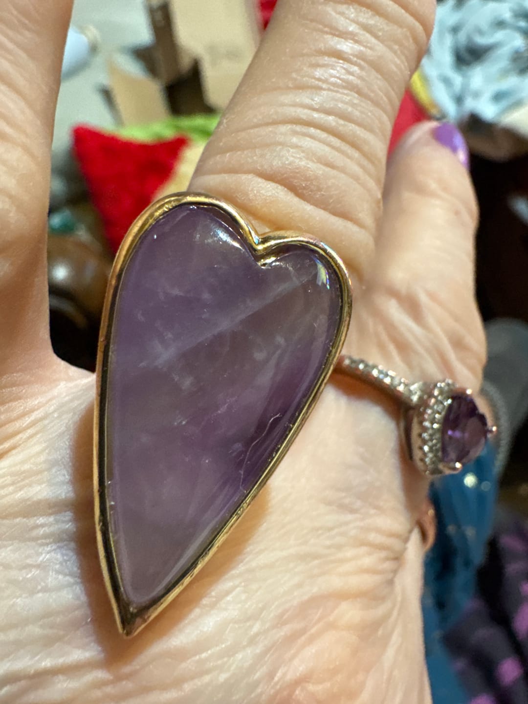 Customer photo review of Natural Amethyst Heart Shaped Gold Plated Ring