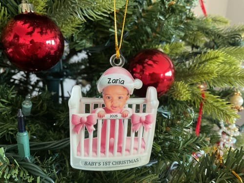 Customer photo review of Baby's First Christmas - Personalized Photo Acrylic Ornament