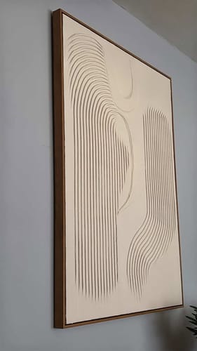Customer photo review of Wabi-Sabi Minimalist Wall Art – 3D Beige Textured Abstract Canvas "Elegant Curves"