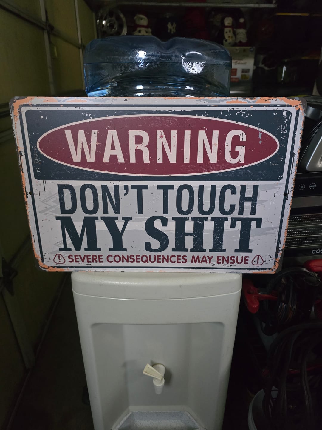 Customer photo review of Warning Don't Touch - Metal Sign