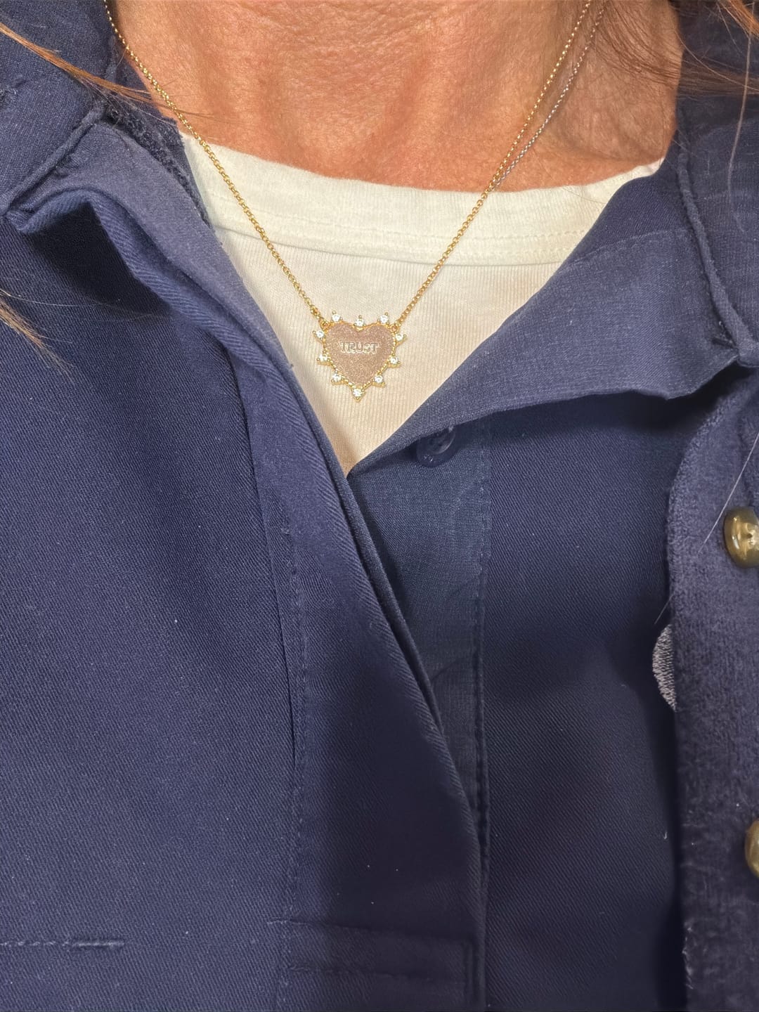 Customer photo review of Gold Heart of Trust Necklace