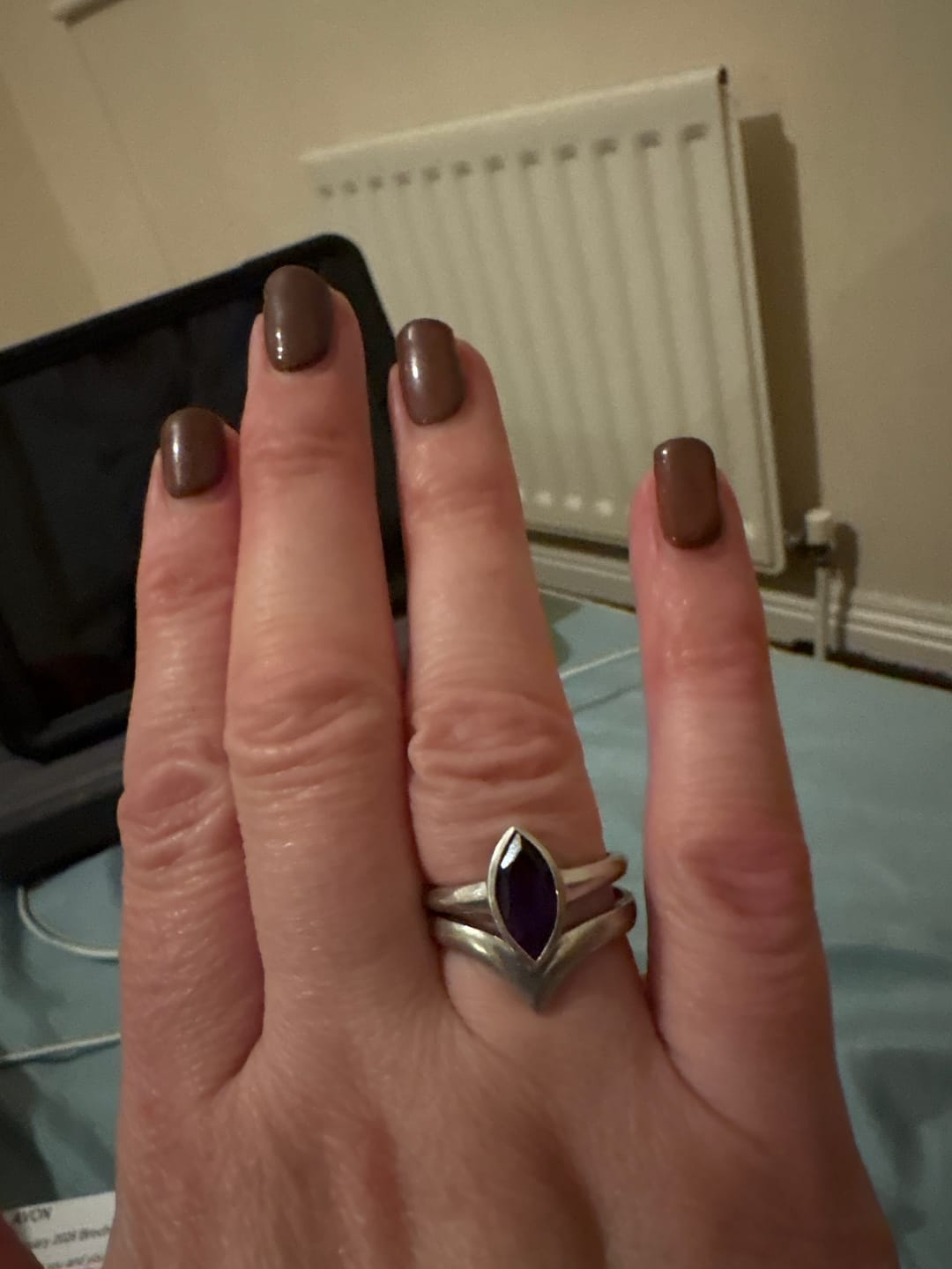 Customer photo review of Surf Moon Ring with Amethyst