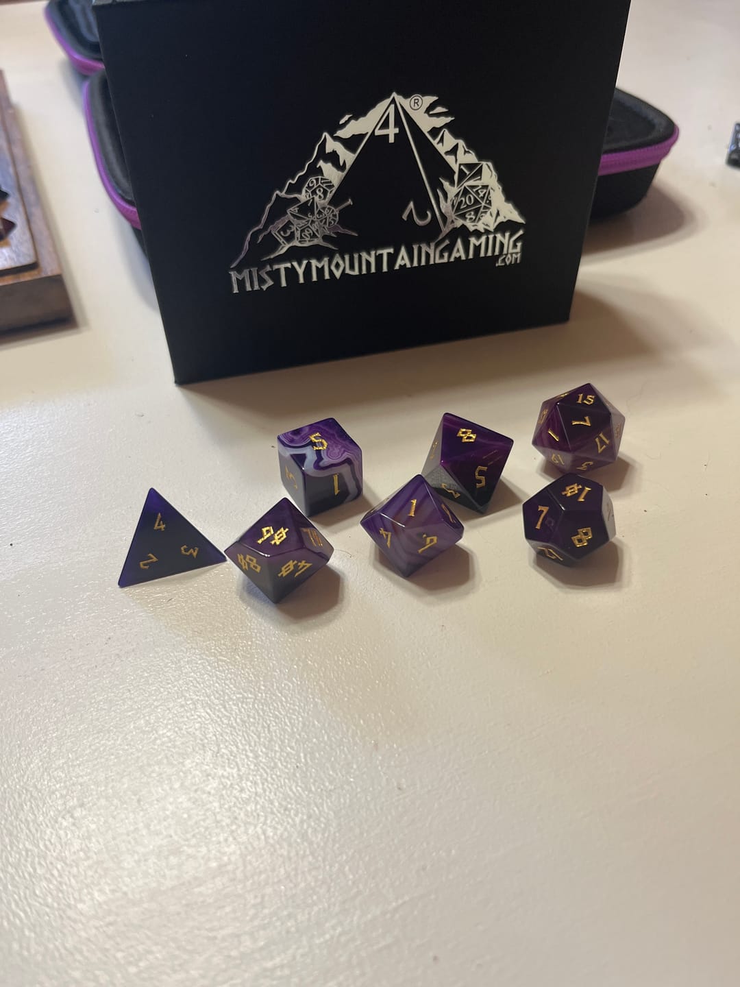 Customer photo review of Purple Agate Stone Dice Set