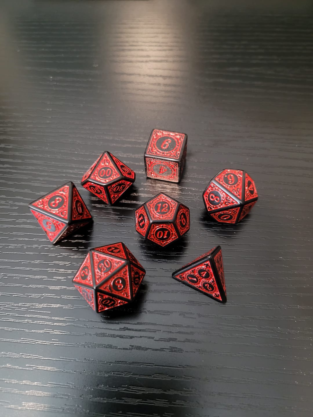 Customer photo review of Magic Flame (Red) - "Enchanted Demon" - 7 Piece DnD Dice Set | Acrylic RPG Gaming Dice