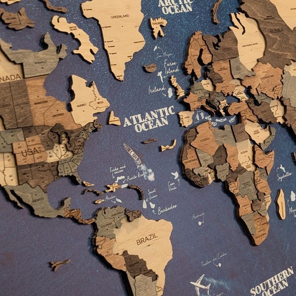 Customer photo review of 3D Wooden Panel World Map Multicolor