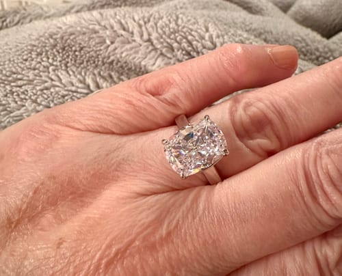 Customer photo review of Classic 8.0Ct Cushion Cut Solitaire Engagement Ring Travel Ring In Sterling Silver