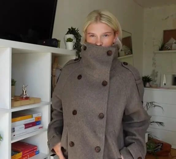 Customer photo review of Rhea Stand Collar Breasted Coat