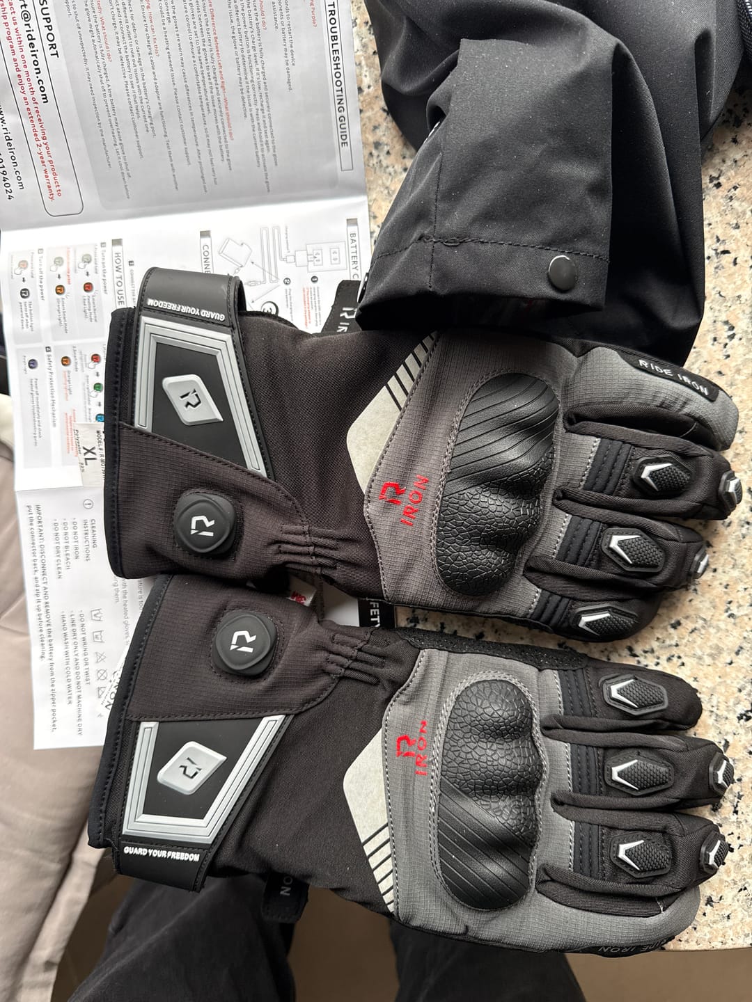 Customer photo review of RIDEIRON Winter Waterproof Rechargeable Smart Heated Motorcycle Gloves | MG7501H