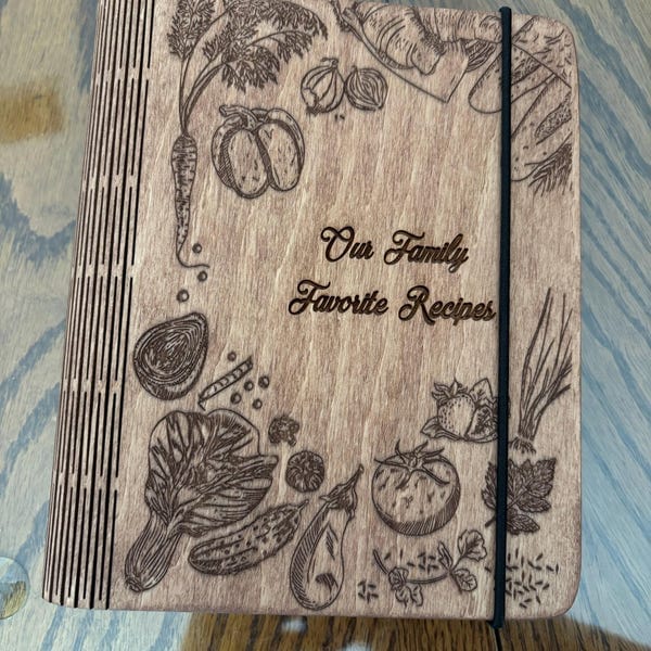Customer photo review of Wooden Recipe Book – Peppers Theme