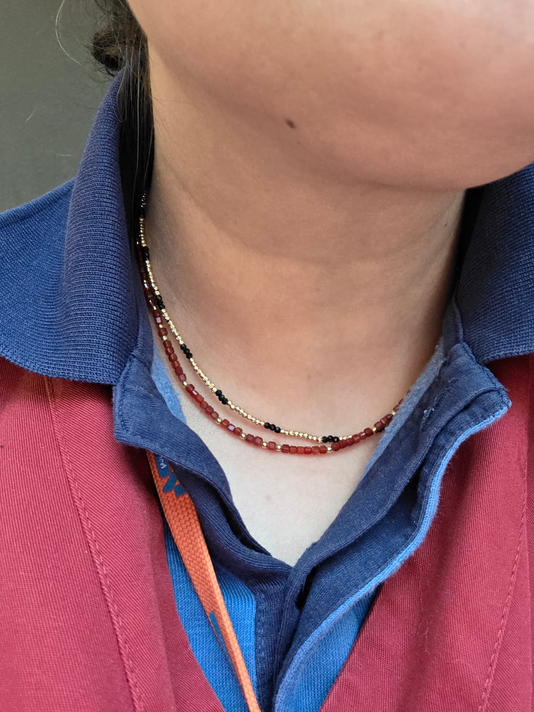 Customer photo review of Red Beaded Accent Necklace