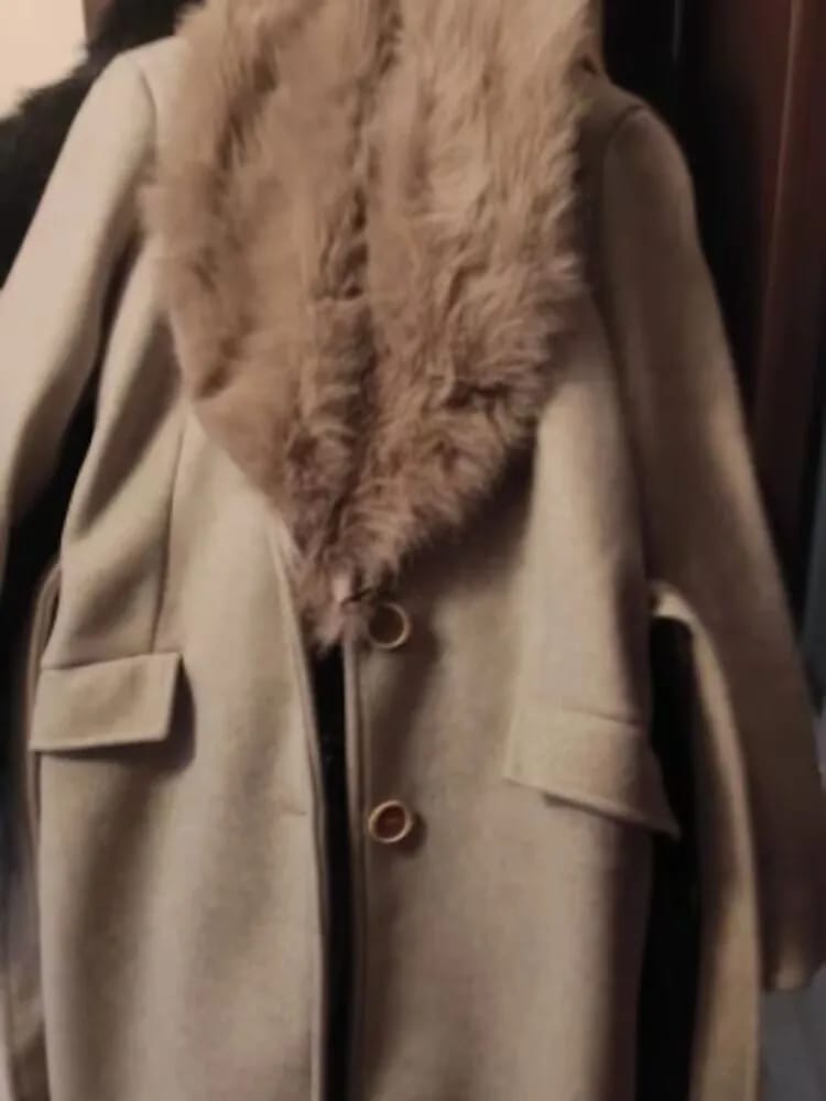 Customer photo review of Kaye Faux Fur Collar Maxi Coat