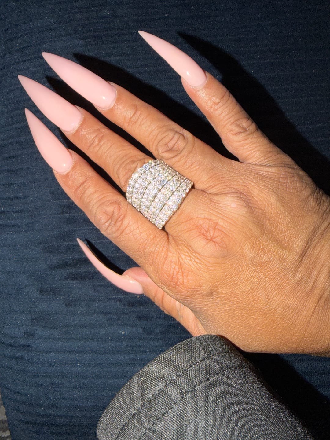 Customer photo review of Dazzling 925 Sterling Silver Pave Round Cut Wide Band Wedding Ring
