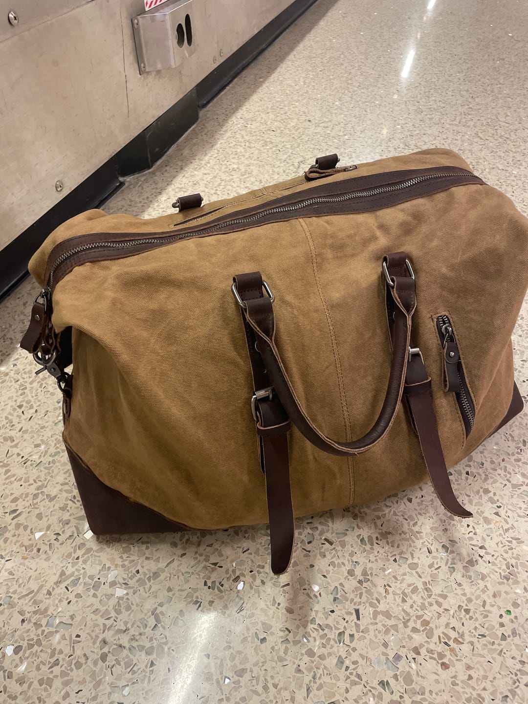 Customer photo review of The Traveler's Haven - Waxed Canvas Carry on Bag
