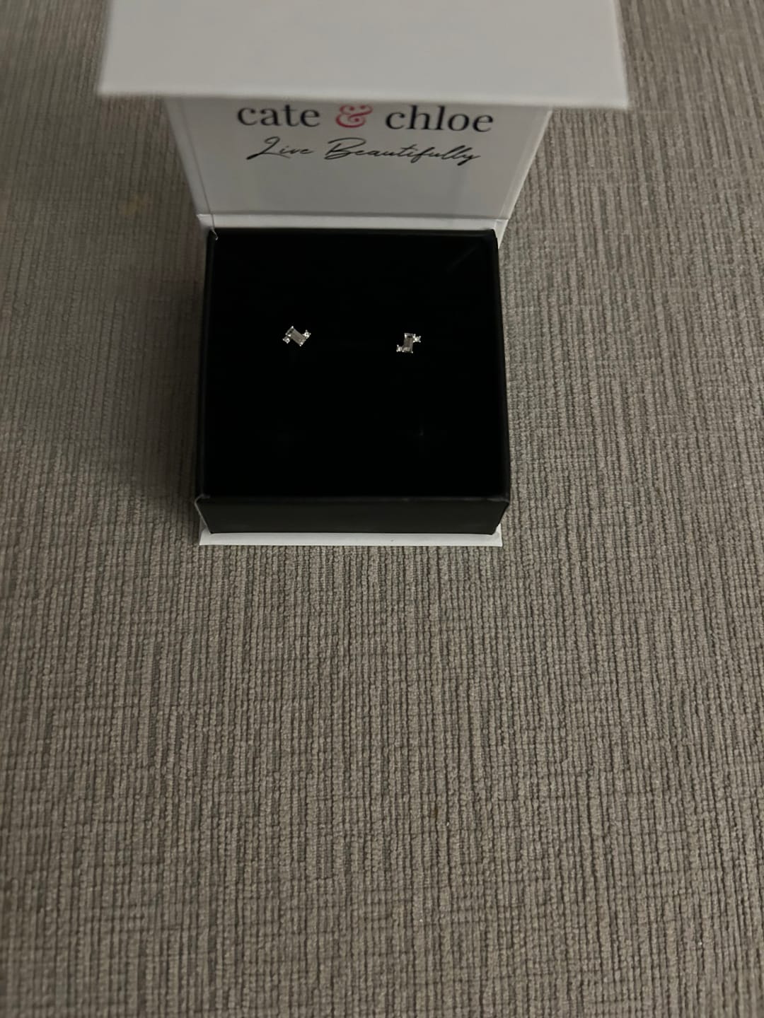 Customer photo review of Kimberly 18k White Gold Plated Solitaire Stud Earrings with Swarovski Crystals