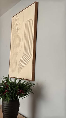 Customer photo review of Wabi-Sabi Minimalist Wall Art – 3D Beige Textured Abstract Canvas "Elegant Curves"