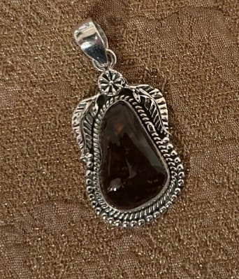 Customer photo review of Premium Southwestern Style Mexican Fire Agate Pendant 1 3/4" (.925 Sterling Silver)