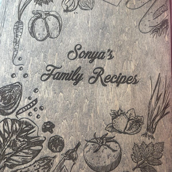 Customer photo review of Wooden Recipe Book – Peppers Theme