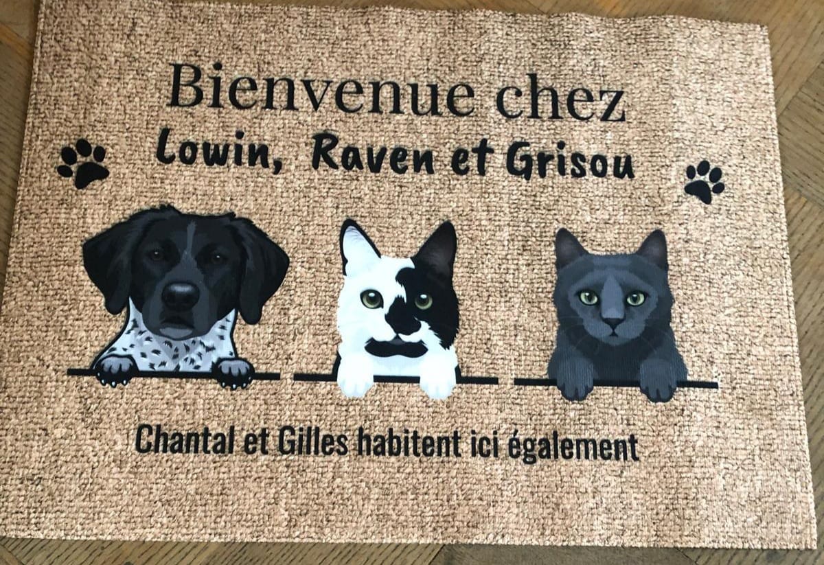 Customer photo review of Bienvenue chez - Paillasson personnalisé
