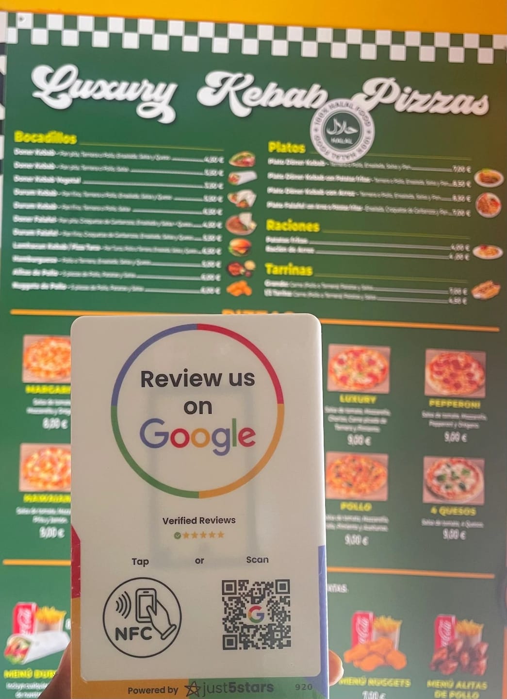 Customer photo review of Expositor Reseñas Google NFC QR