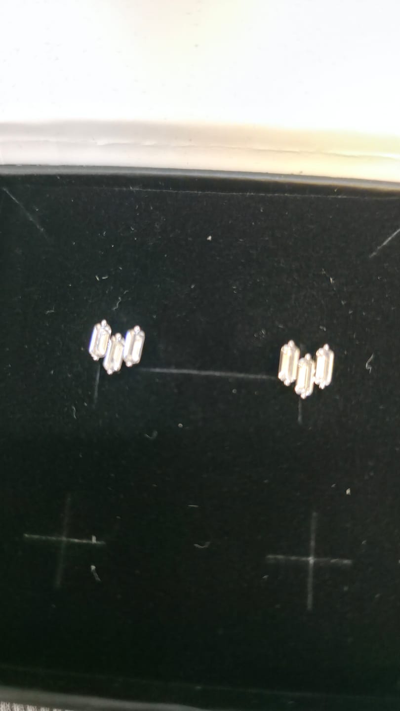 Customer photo review of Jovie 18k White Gold Plated 3-Stone Stud Earrings with Swarovski Crystals