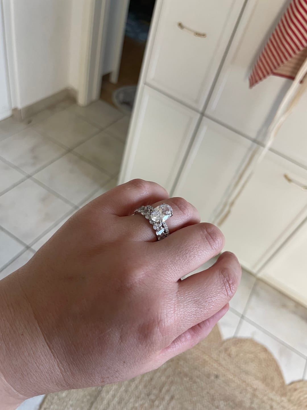 Customer photo review of S925 3PC 4.0Ct Oval Cut Wedding Ring Set Travel Ring For Her With Two Classic Wedding Bands