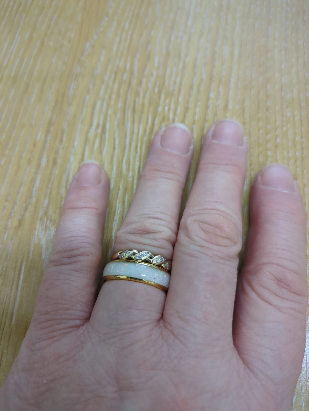 Customer photo review of The Golden White Opal 6mm Wonder Ring