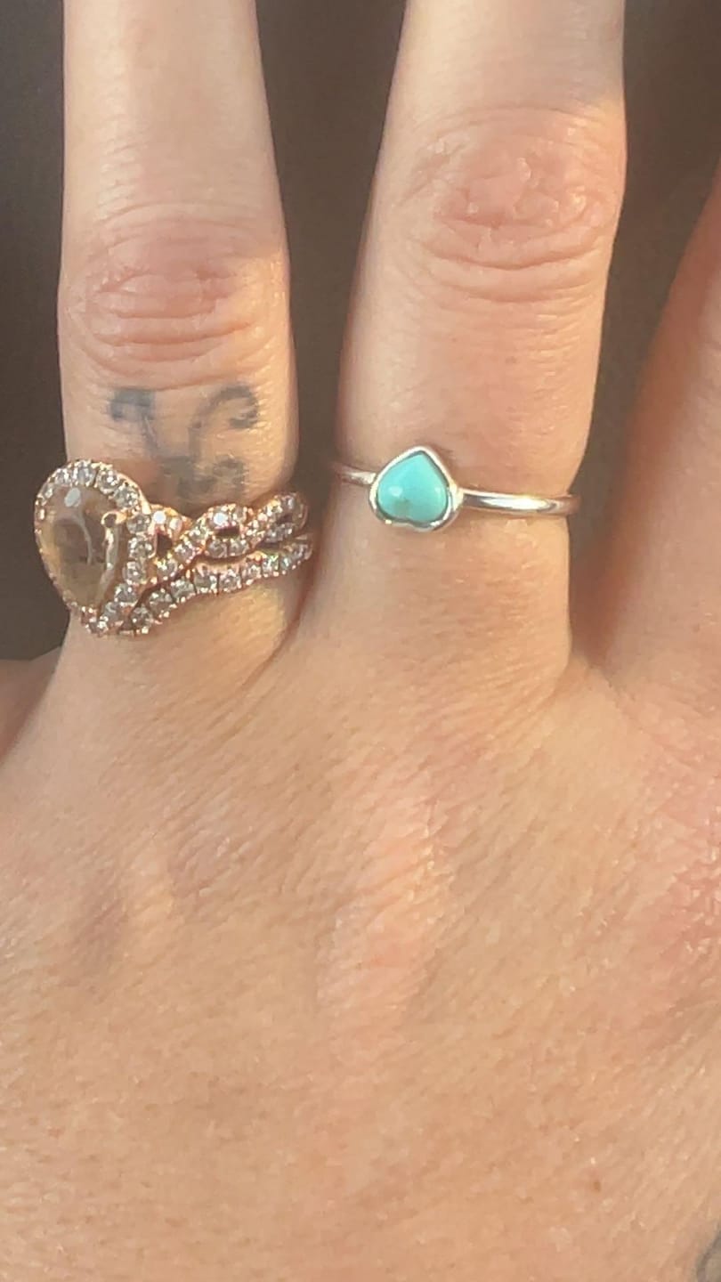 Customer photo review of “The Loveheart” Handmade Turquoise And Sterling Silver Heart Ring