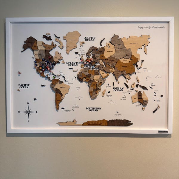 Customer photo review of 3D Wooden Panel World Map Multicolor