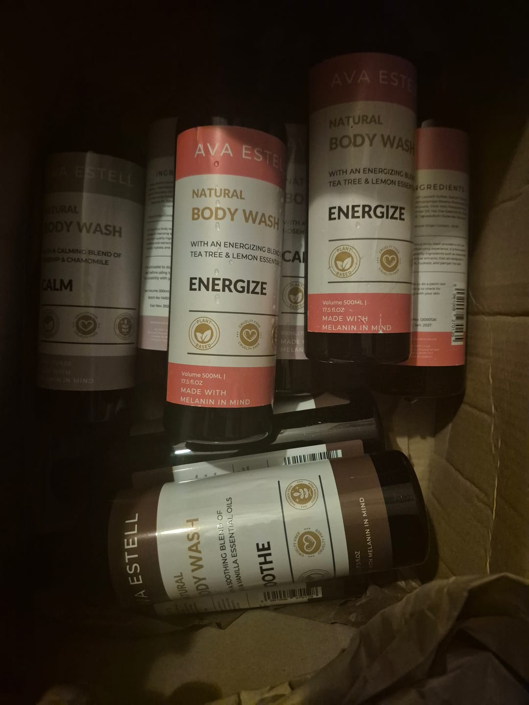 Customer photo review of Natural Body Wash 3 Pack (Energize + Calm + Soothe)