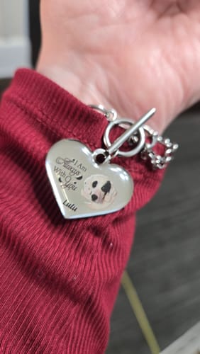 Customer photo review of Personalized Engraved Heart Bracelet I'm Always With You - Memorial Gift For Dog/Pet Lovers