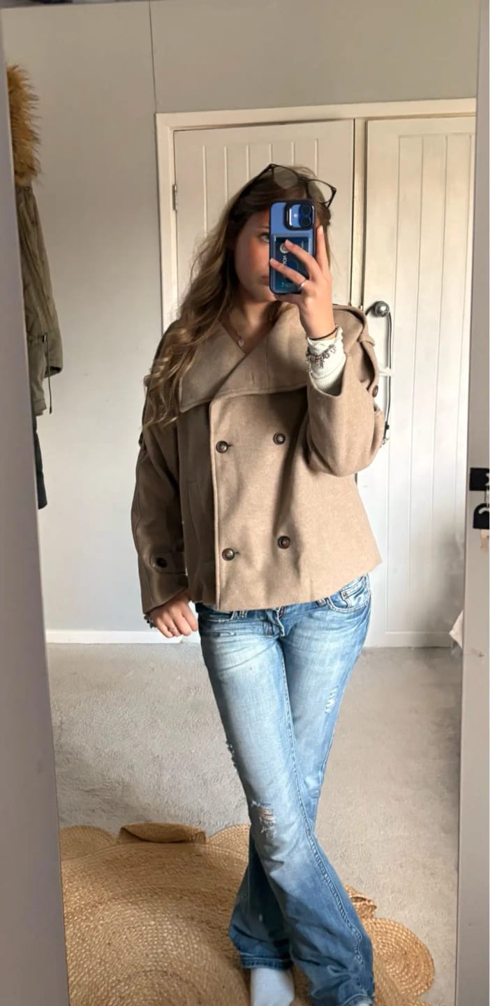 Customer photo review of Rhea Stand Collar Breasted Coat