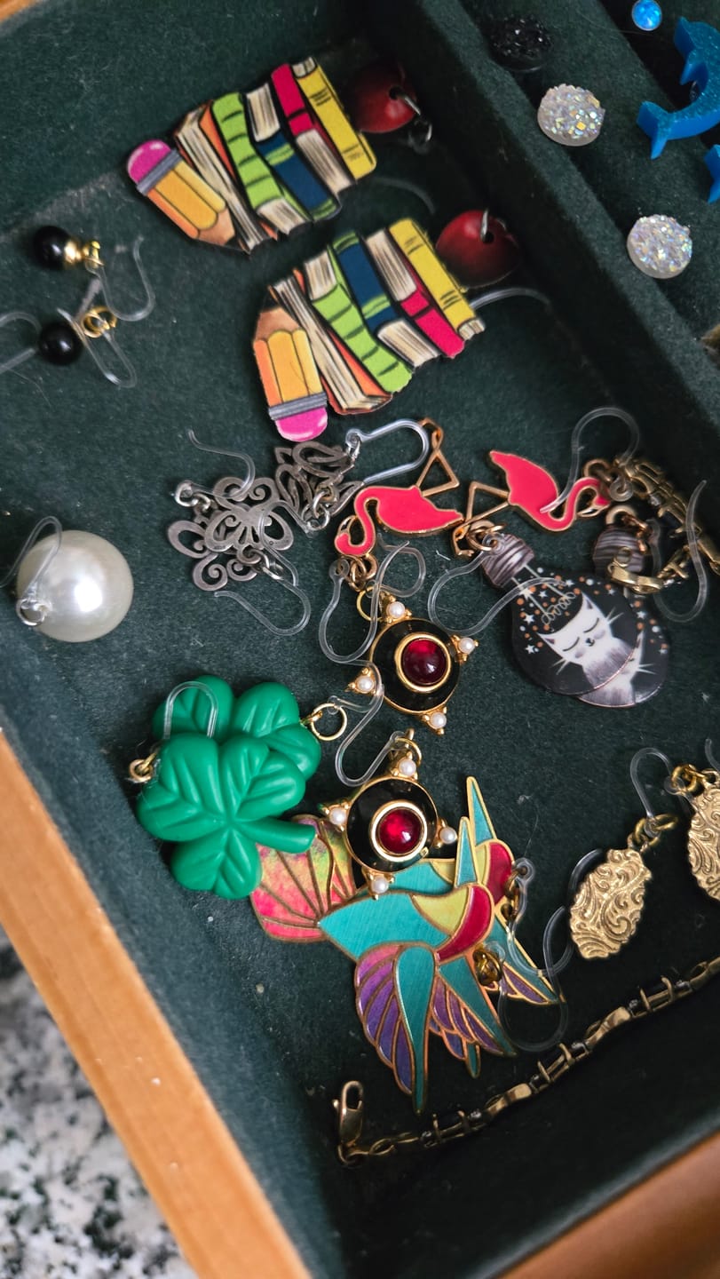 Customer photo review of Hypoallergenic Clear Plastic Hook Earrings (Blanks)