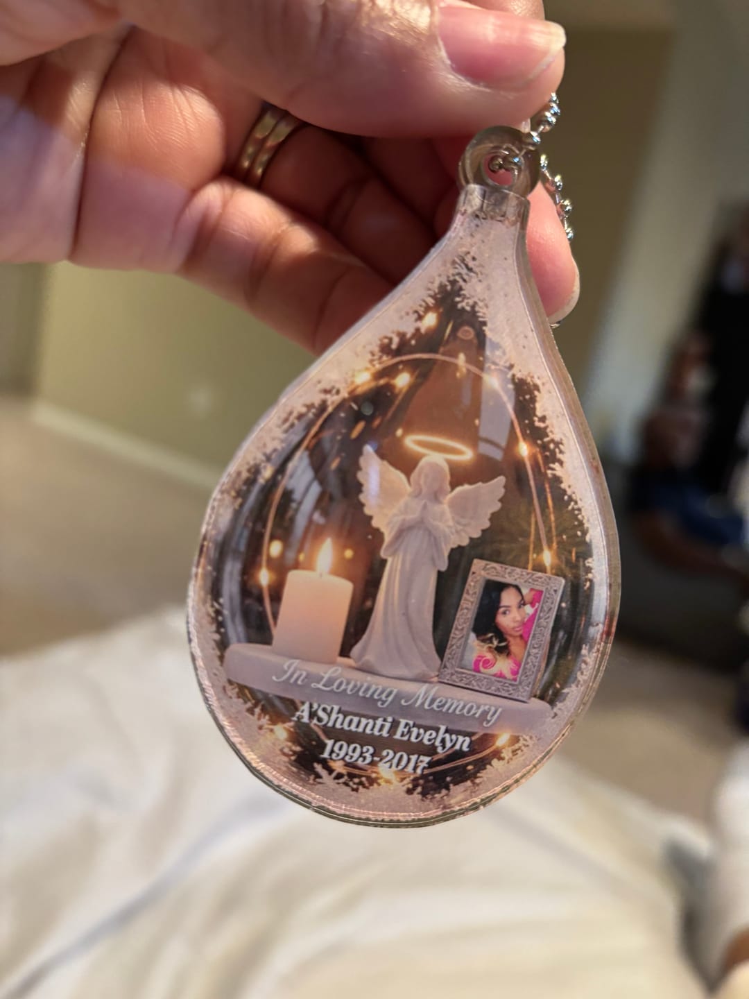 Customer photo review of Custom Photo Angel Candle - Personalized Christmas Acrylic Ornament