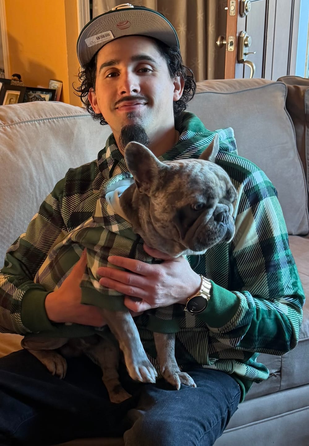Customer photo review of Green Plaid Human Hoodie