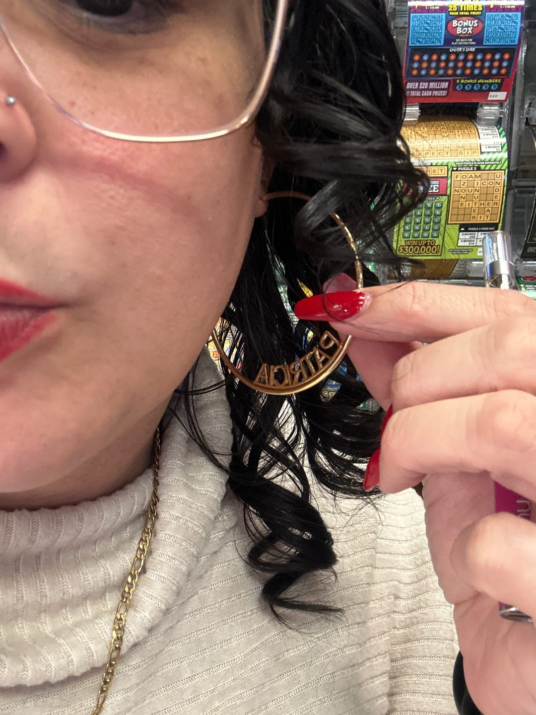 Customer photo review of Name Hoop Earrings