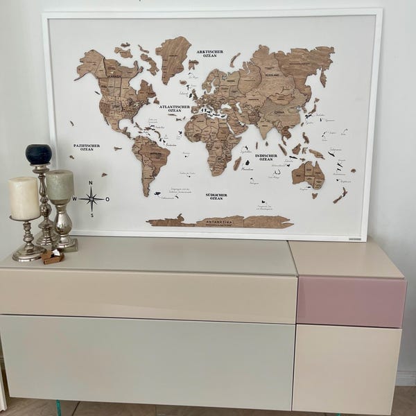 Customer photo review of 3D Wooden Panel World Map Terra