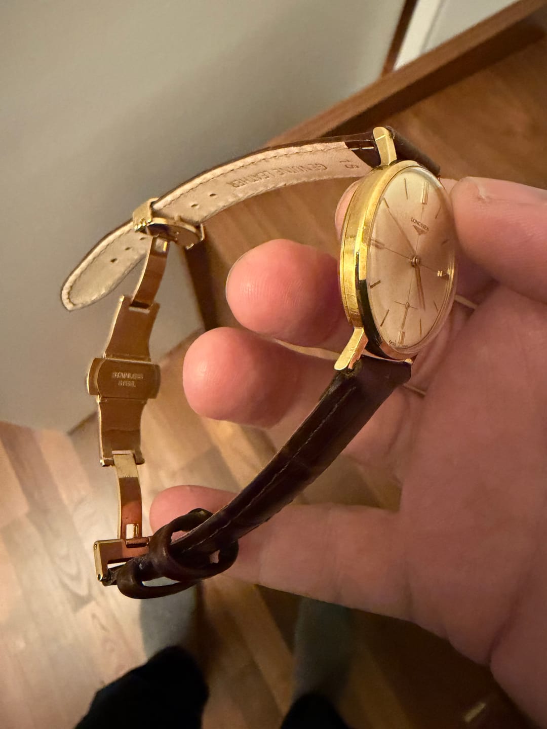 Customer photo review of Genuine Leather Calfskin Premium Watch Strap with Stainless Steel Deployant Butterfly Clasp