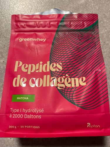 Avis d'un client : le sachet rose des Peptides de Collagène PEPTAN®, saveur Matcha.