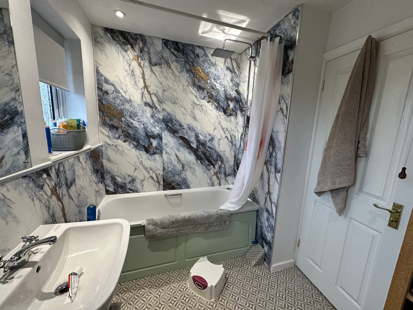 Customer photo review of 10mm Ocean Blue Ultra Matt Shower Panel 1M x 2.4M